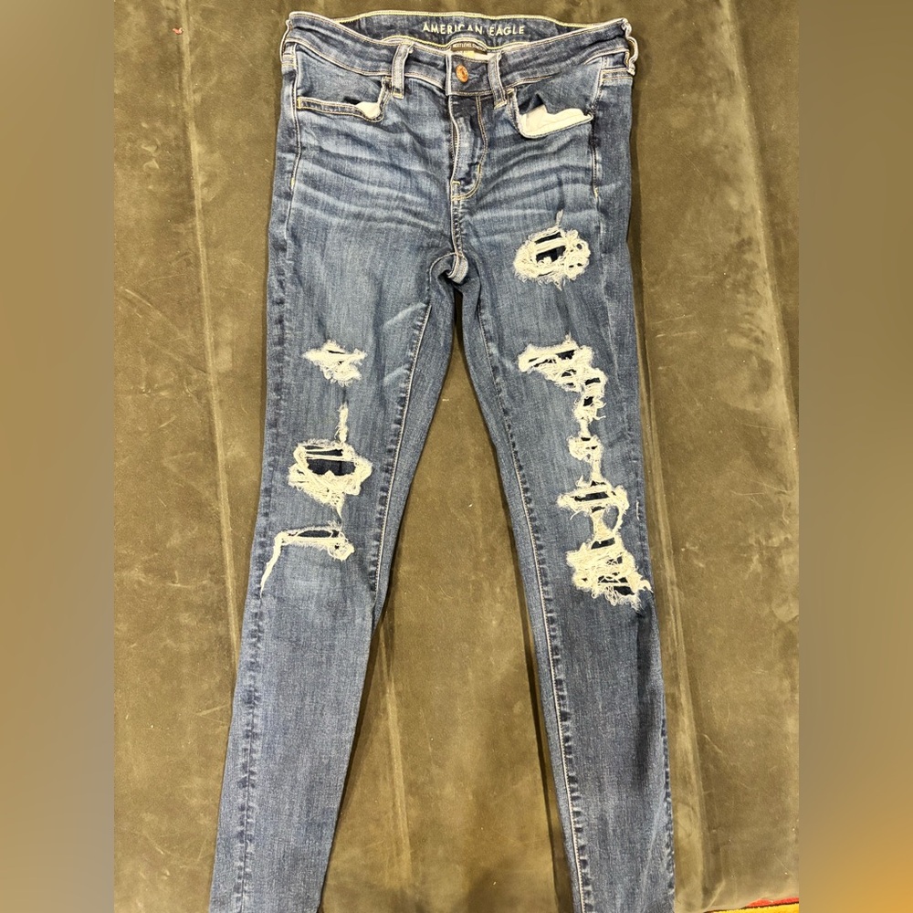 American Eagle Outfitters Ripped Blue Skinny Jeans